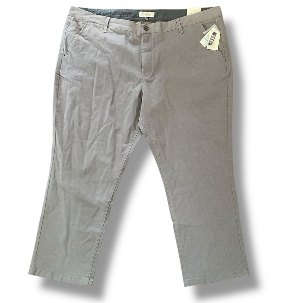 Flag & Anthem Grey Flat Front Stretch Chino Pant Size 48x30